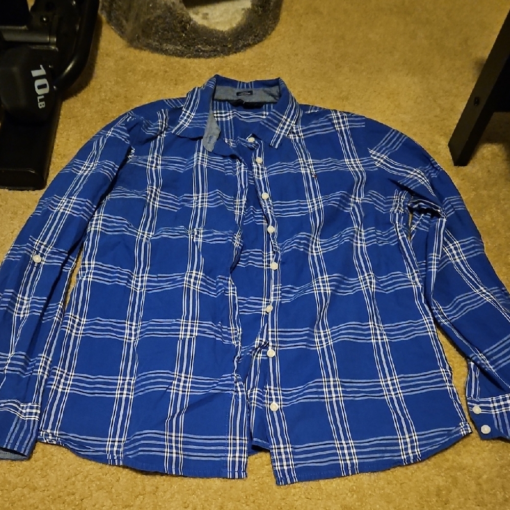 Blue Plaid Women's Tommy Hilfiger plaid Shirt